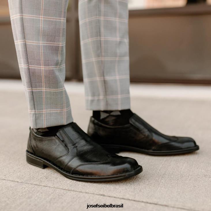 homens Josef Seibel douglas preto sapatos sem cadarço F86Z313