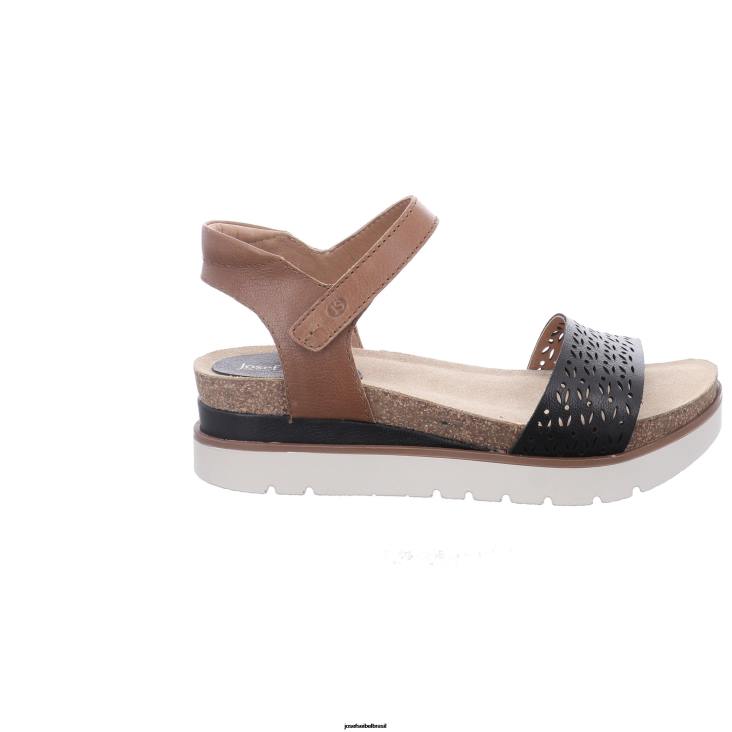 mulheres Josef Seibel claro 09 preto sandálias F86Z130